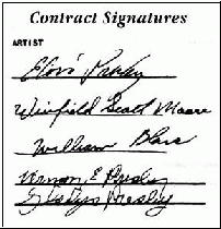 Unterschriften unter dem ersten Louisiana Hayride Vertrag